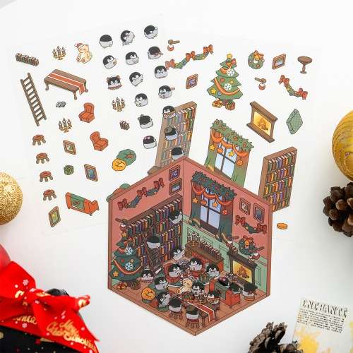 Room Decoration Christmas 3D Embossed Sticker - Diary Decoration, Winter Indoor Activity, Hobby Craft Making