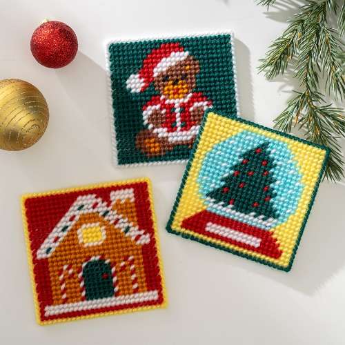 Net Craft Christmas Knitting Sewing Play DIY Coaster Kit - Thread Winter Elementary Experience Interior Decoration