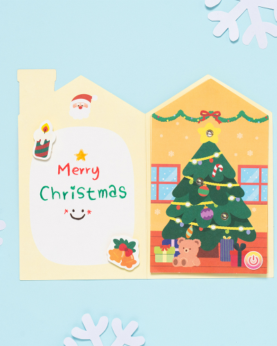 クリスマスLEDライトカード手作りキット ポップアップムードライト 願い事カード クリスマスレターセット サンタミニハガキ DIY工作