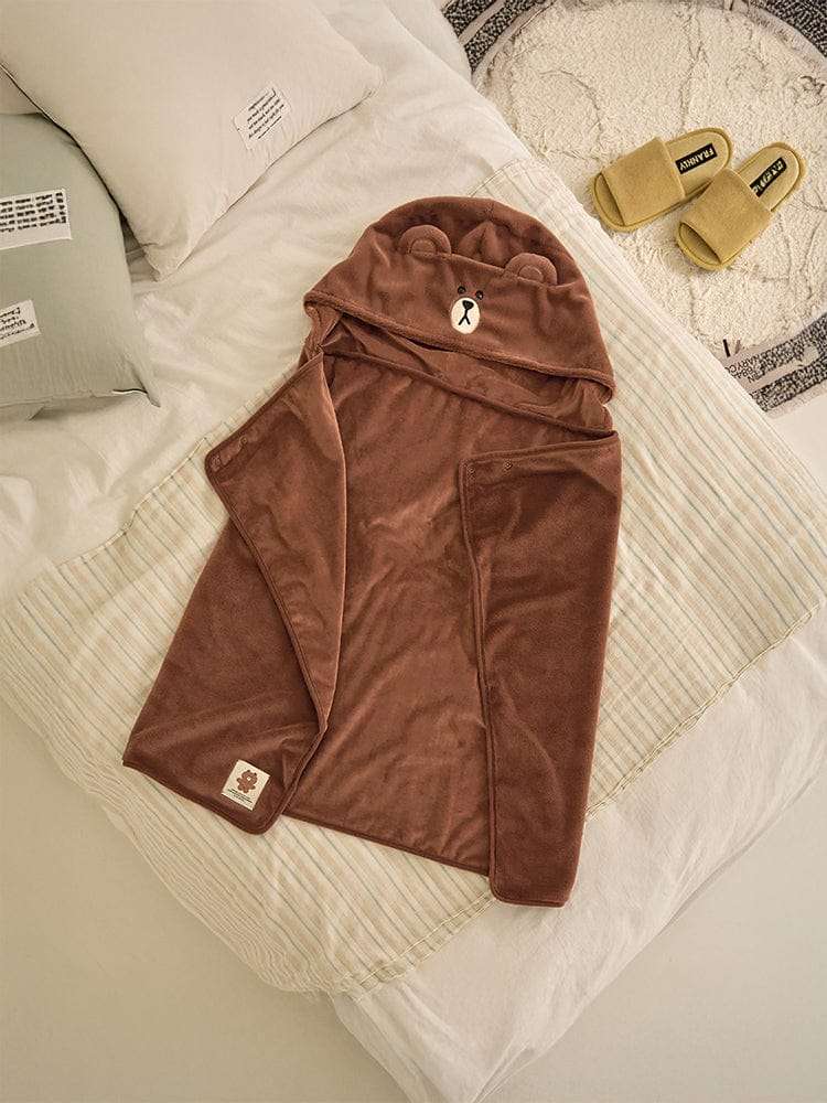 Line Friends Hug Brown Season 4 Hoodie Blanket