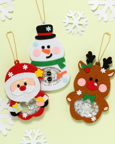 クリスマス フェルト シェイカー キーリング 手作り 美術 冬 おもちゃ バッグチャーム 工作 幼児 キット 体験 オーナメント 小物 プレゼント 子ども