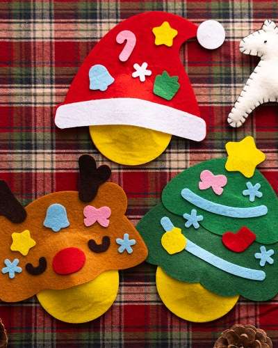 クリスマス フェルト ムードライト 手作り アート体験 おもちゃ オーナメント ツリー 装飾 デコレーション DIY キット 子ども 冬 小物
