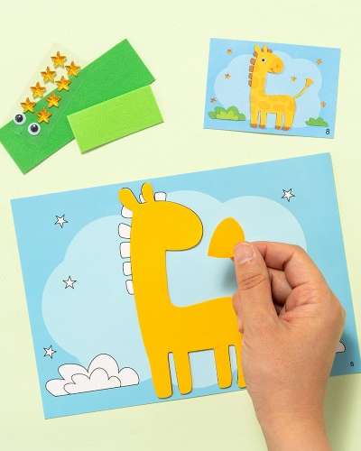 EVAステッカー12枚セット 動物遊び 防水 デコレーション 製作 体験 美術 額絵 画 幼児 小学 アクティビティ 画遊び
