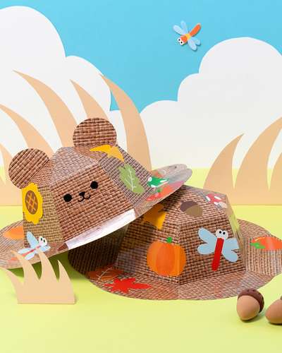 紙ストロー帽子手作りキット 秋のアート遊び 子ども向け工作 アフタースクール 保育室 シール装飾