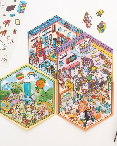 部屋飾りシール 3D立体 大型ハウス感性 多推し作り置きキット 趣味 ミニチュアインテリア アジト