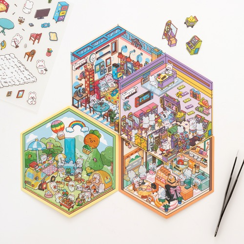 Room Decoration 3D Sticker Large House Aesthetic Deco Kit DIY Hobby Miniature Interior Hideaway
