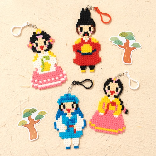 Deform Block Traditional Korean Hanbok Dress 3D Assembly Toy Building Blocks Arts Crafts Elementary DIY Keyring Kit Pattern Set