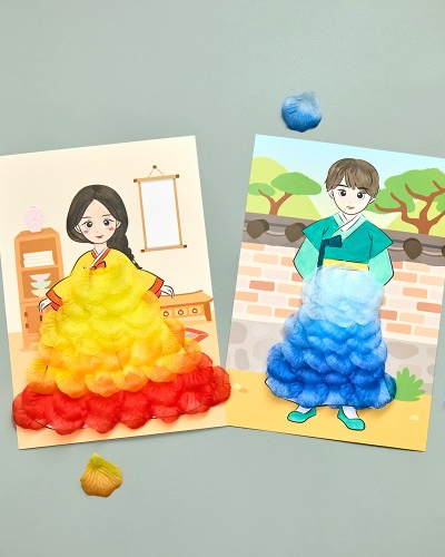 花びら貼り付けチマチョゴリステッカーデコレーション春旧正月伝統子ども美術教材幼児学習