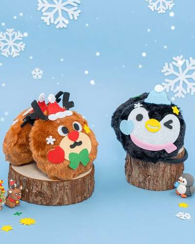 クリスマス手作りフェルト耳マフ美術キット 家での遊び 冬手作り