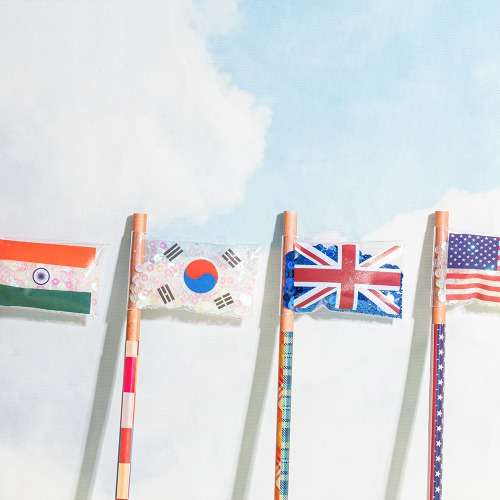 Multicultural Flag Rainbow Colored Pencil Art Kit - Stay-at-Home Play for Elementary Students