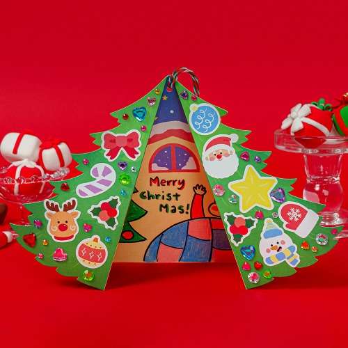 DIY 3D Christmas Tree Card Making Art Kit - Winter Craft Activity