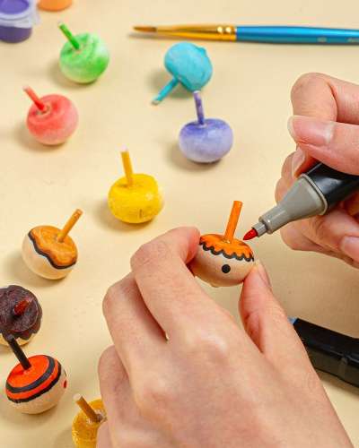 秋の遊び どんぐり木製コマ作りキット 自宅遊び 幼児美術キット