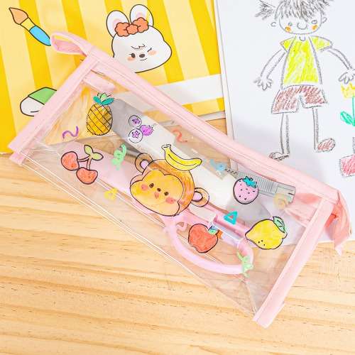 Cute DIY Transparent Pen Pouch Elementary Student Pencil Case