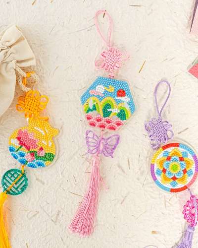 伝統文様ジュエル十字刺繍ノリゲ工作キット 小学生向け室内遊び