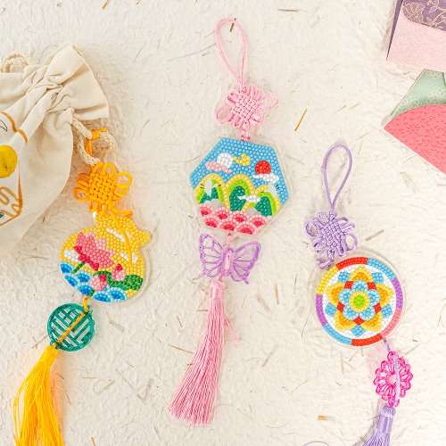 Traditional Craft Jeweled Cross Stitch Ornament Charm Art Kit Elementary School DIY Indoor Activity