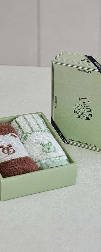 LINE FRIENDS ソンウォル ブラウン ベーシック ハンドタオル 2P セット