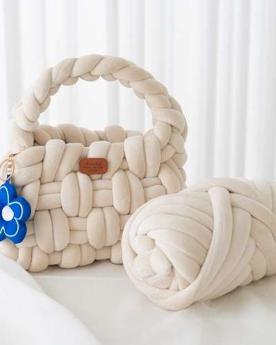 ジャイアント毛糸DIY バッグ作りキット ファブリック毛糸 編み物キット