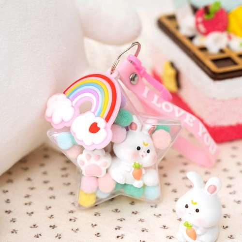 DIY Keyring Making Kit - Rabbit Keyring with Glowing Touch LED