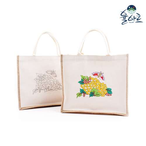 Minhwa Design Shopper Bag - Peony Flower Minhwa Painting