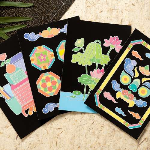 Traditional Folk Painting Scratch Paper Lunar New Year Art Activity Kit