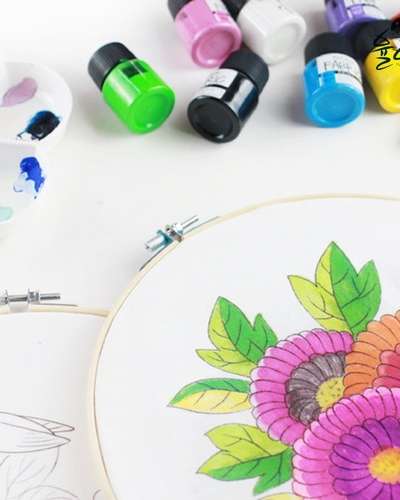 民画 刺繍枠 麻布セット フレーム製作用材料 アート遊び 民画描き