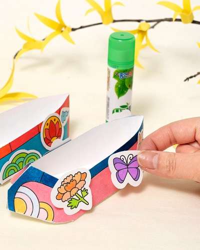 紙で作る花靴 正月工作美術遊びキット 製作材料