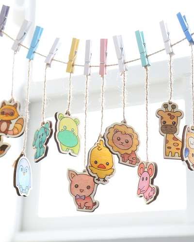 Animal Fancy Wood Keyring DIY Kit Art Play Material