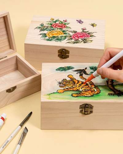 Folk Painting Jewelry Box Fancy Wood Art & Craft Kit