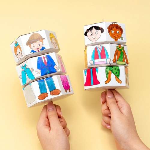 Rotating Drawing Board Paper Doll Making Toy Art Play Kit