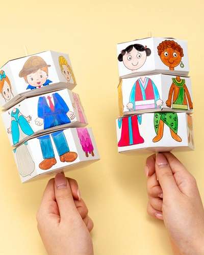 Rotating Drawing Board Paper Doll Making Toy Art Play Kit