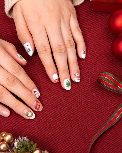 Cute Christmas Nail Stickers Nail Parts Press-On Nails A1153