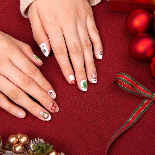 Cute Christmas Nail Stickers Nail Parts Press-On Nails A1153