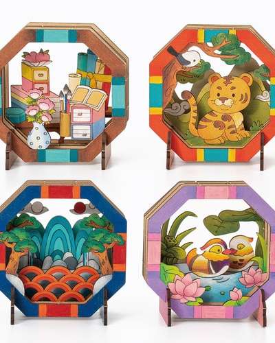 Folk Painting Wooden Frame DIY Kit - Wood Theater Art Craft Material