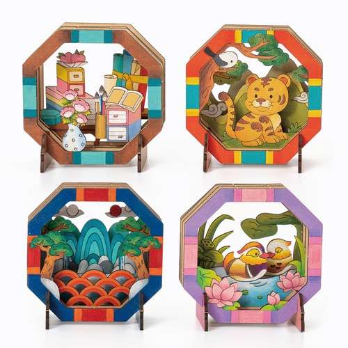 Folk Painting Wooden Frame DIY Kit - Wood Theater Art Craft Material