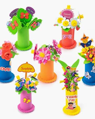 Spring Flower Pot Art Play Set - DIY Craft Kit for Indoor Play