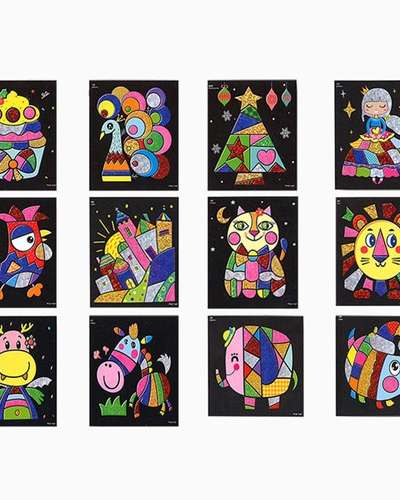 Animal Foil Art 12-Piece Set DIY Craft Kit