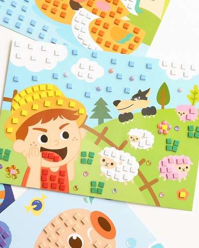 Mosaic Art Sticker Making Kit<br>Art Play Set for Fine Motor Development