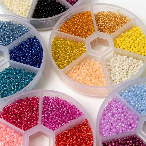 2mm Seed Beads 6-Piece Set Round Beads Beadwork Craft Materials