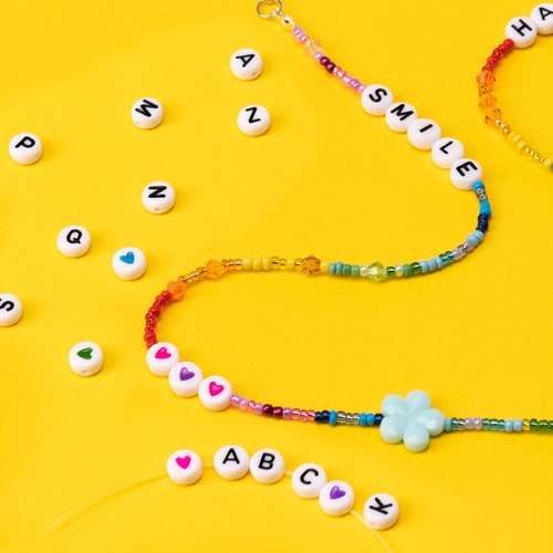 7mm Round Initial Alphabet Beads Bead Materials