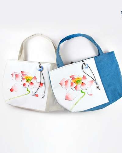 Yul Art Handcrafted Folk Painting Shopper Bag Handmade Summer Bag
