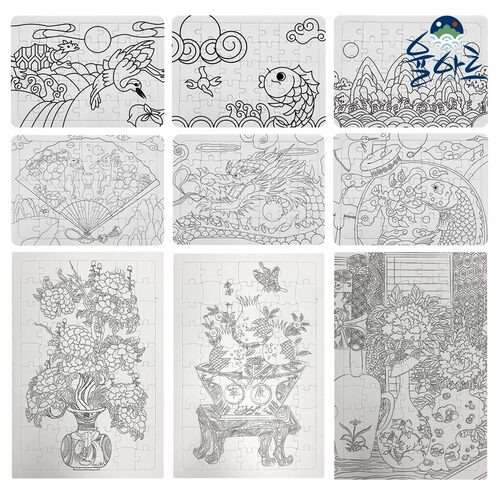 Korean Folk Painting Drawing Puzzle Paper Puzzle 35 Pieces 70 Pieces Puzzle Making
