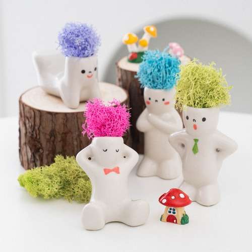 Moss Doll Planter DIY Kit - Mini Plant Figure Home Decor