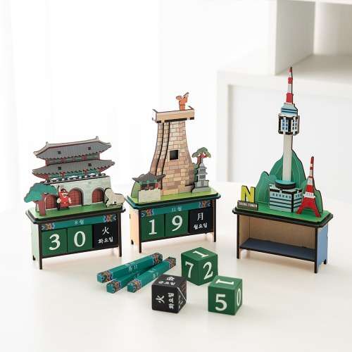 Landmark Table Calendar Desktop Wood Block 2026 New Year Calendar Perpetual Traditional Gift Gyeongbokgung Cheomseongdae DIY Interior Decor