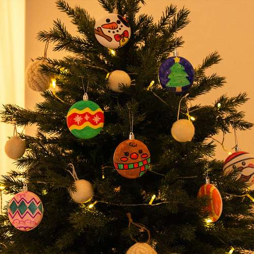 Christmas Painting Ornament Set of 5 - DIY Color & Draw Tree Decoration Craft Kit