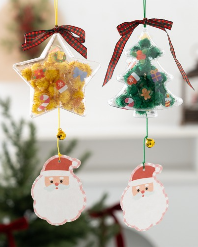 Christmas Acrylic Bell Ornament - DIY Tree Decoration Winter Interior Craft Activity Party Photo Zone Elementary School Craft