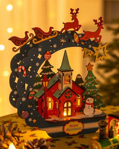 Christmas Bell Tower Mood Light Premium DIY Kit Interior Decoration Lighting Winter Art Toy Elementary School Play Assembly Gift Craft