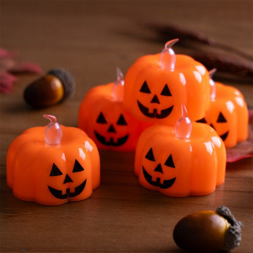 Halloween LED Candle Autumn Pumpkin Decoration Camping Light Mood Lamp Interior Tea Light Photo Zone Party