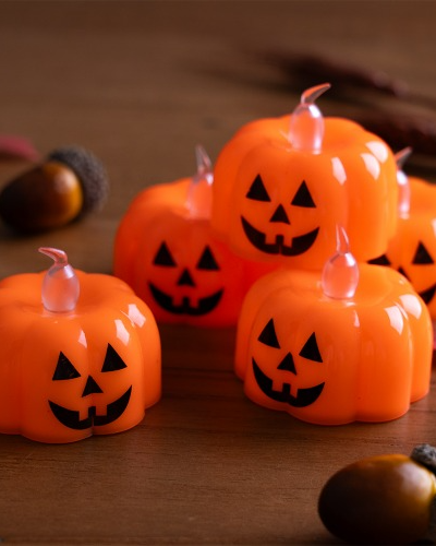 Halloween LED Candle Autumn Pumpkin Decoration Camping Light Mood Lamp Interior Tea Light Photo Zone Party