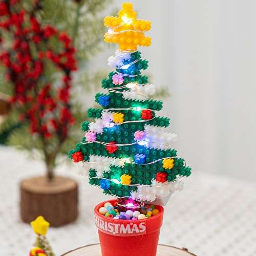 Christmas LED Potted Tree Mood Light DIY Block Mini Block Design Play Set