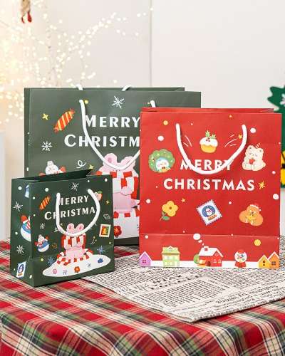 Multiple Size Christmas Shopping Bag with Handles Paper Gift Bag